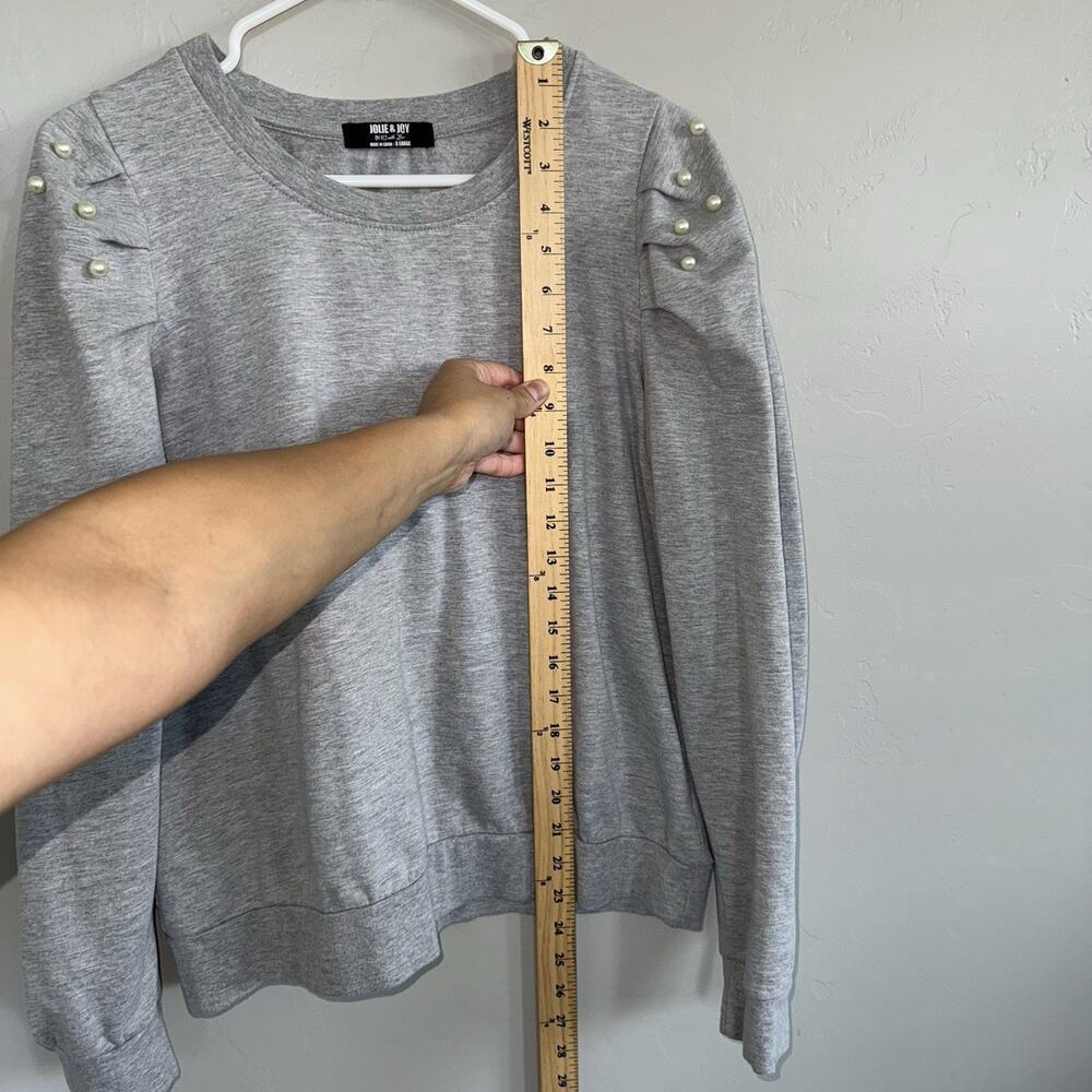 Jolie & Joy Gray Pullover Sweatshirt Woman’s Size XL Pearl Shoulder Accents - Picture 8 of 8